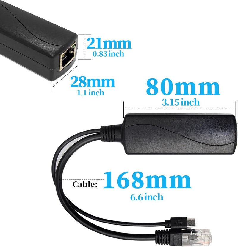 REVODATA 2.5G Type C PoE Splitter 5V/4A, 48V PoE to USB-C 5V/4A 20W Output, 2.5Gbps Ethernet Comply IEEE802.3af/at, Plug and Play for Smart Home/Pi 4B/4B+ (TYPEC0504G) - Image 4
